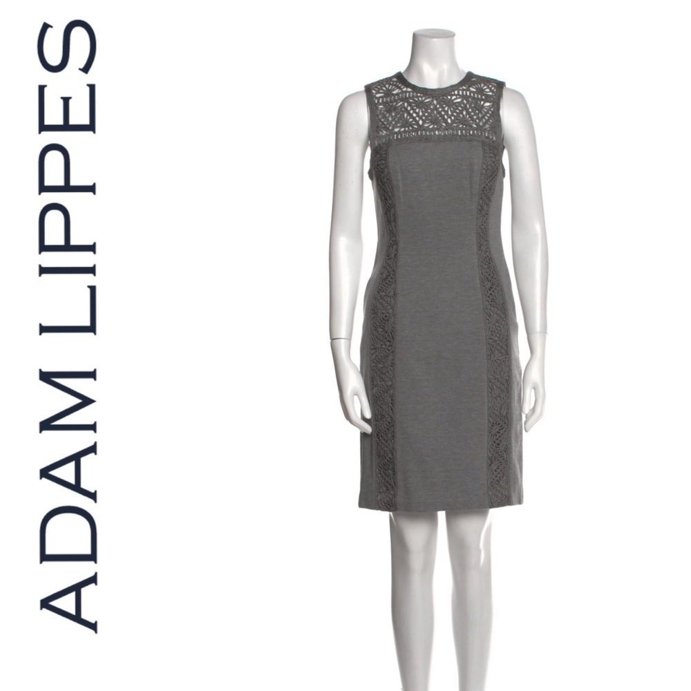 Adam Lippes gray crochet paneled dress